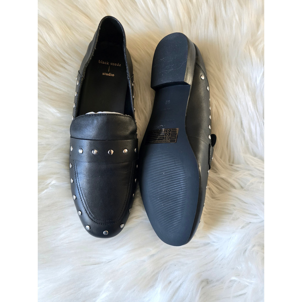 New Anthropologie Suede Studio Studded Black Loafers - EU 40.5 - Picture 3 of 4